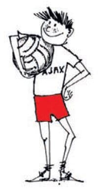 Ajax dreng holder bolden i armen